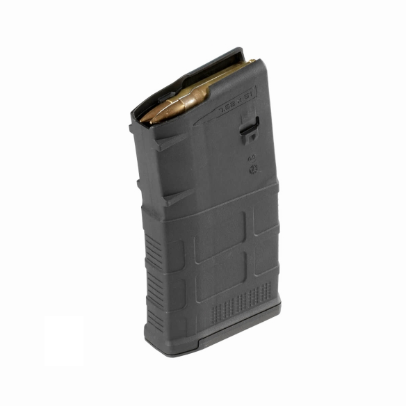 Magpul PMAG 20-round 20 LR/SR GEN M3 magazine resting on a flat surface.