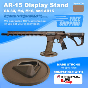 ar15 display stand magazine rifle banner coyote tan