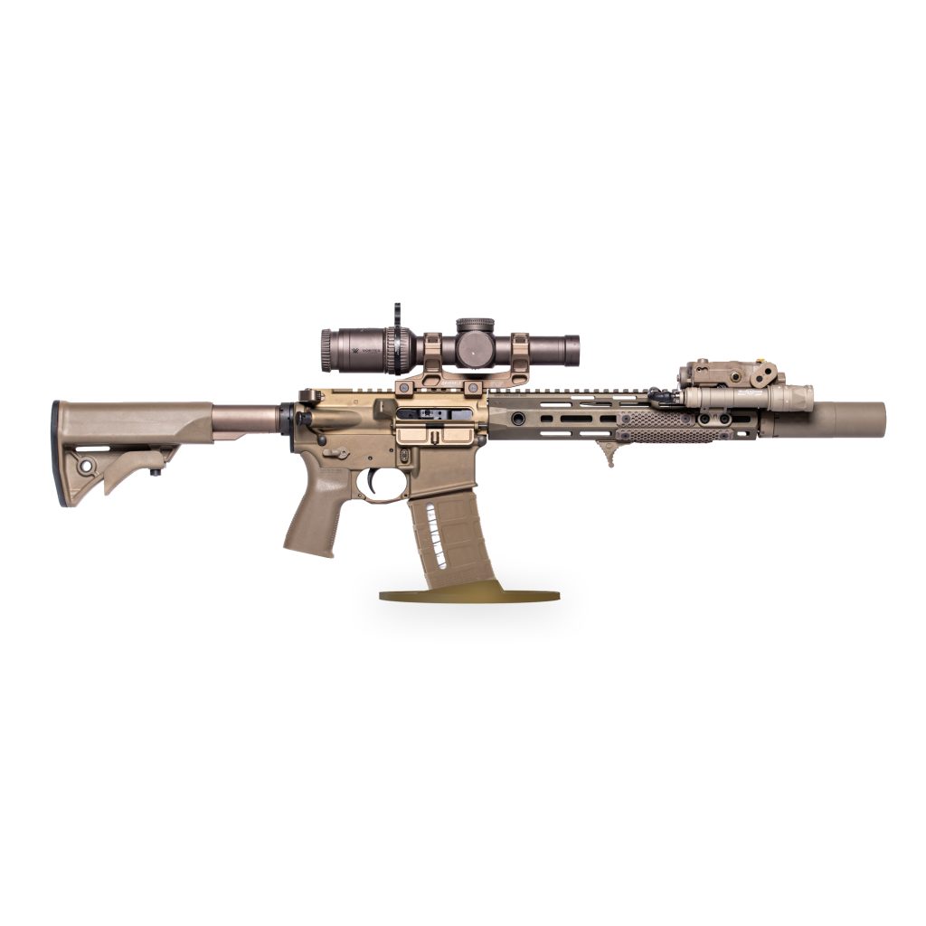 Coyote Brown AR-15 Display Stand in Mil-Spec Nylon