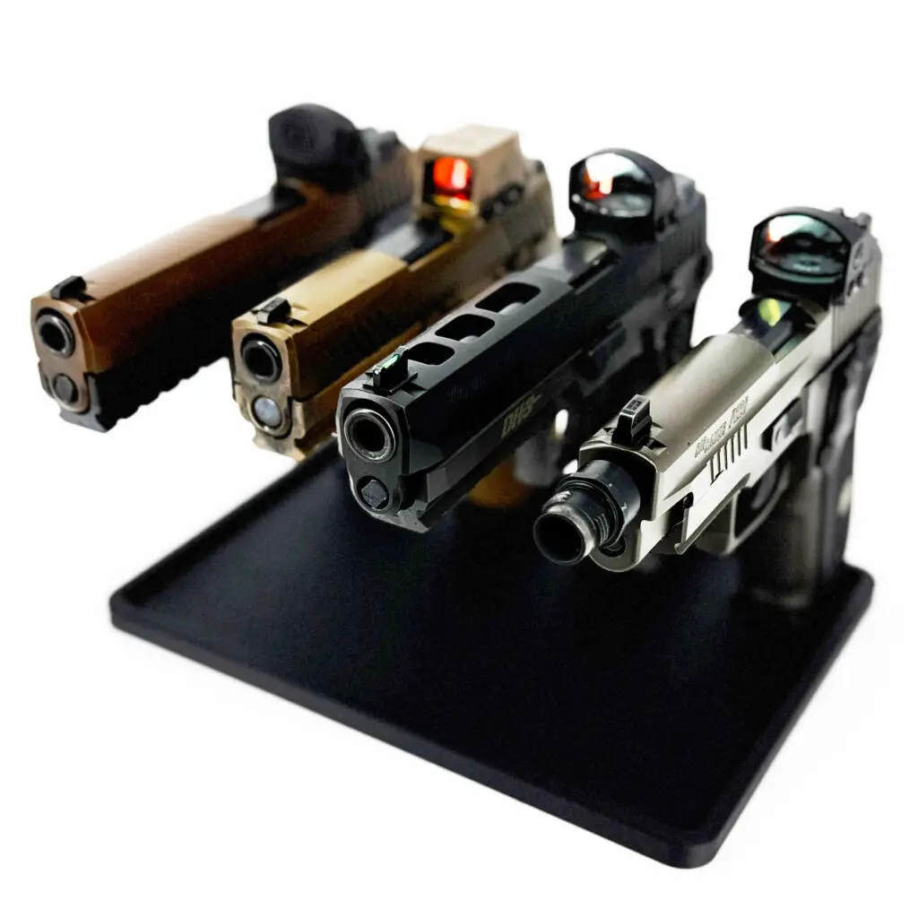 Gun stand double stack 4 gun stand front view gun safe organizer.