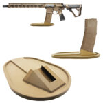 AR-15 rifle and pistol display stand in tan, compatible with Magpul magazine, large size