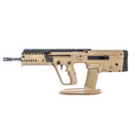 Tavor gun stand in Flat Dark Earth (FDE) Coyote Tan color, designed for secure display and storage